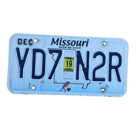 Missouri License Plates (2) Show-Me State Dec 2019 Sticker Blue Automobile Tags - Picture 3 of 4